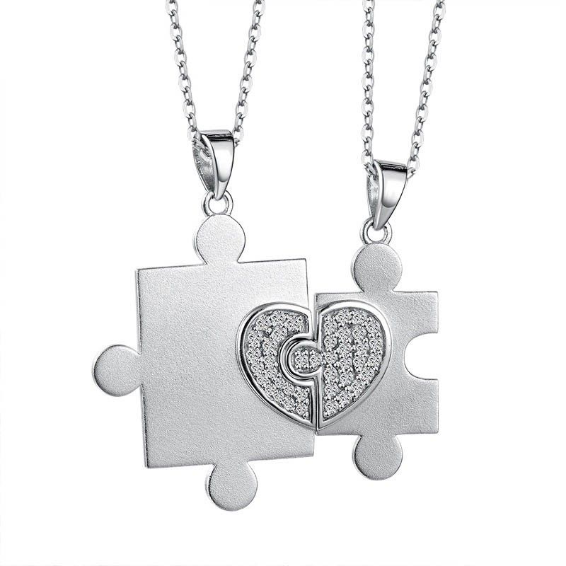 925 Colliers D'amoureux De Puzzle D'amour Créatif De Mode En Argent