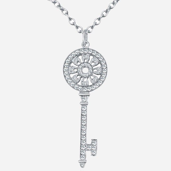 Beau Collier De Mode Clé De Tournesol En Argent Sterling 925