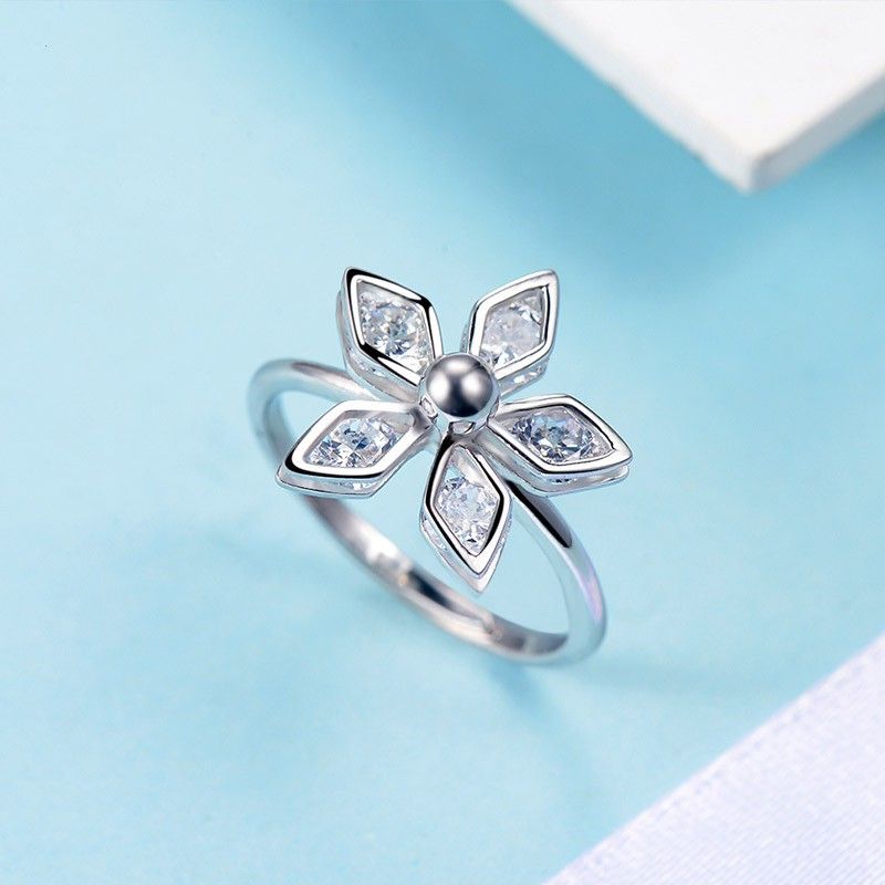 Bonheur Cinq Feuilles Fleur 925 Argent Personnalité De La Mode Collier De Dame Boucle D'oreille Ensemble De Bague