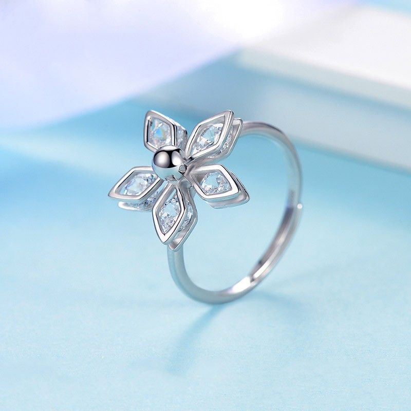 Bonheur Cinq Feuilles Fleur 925 Argent Personnalité De La Mode Collier De Dame Boucle D'oreille Ensemble De Bague