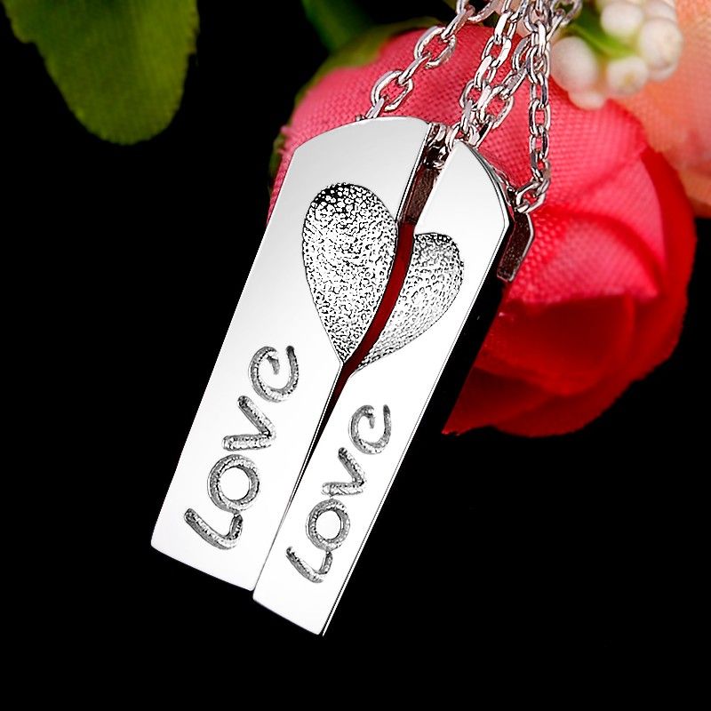 Born Of A Couple Collier D'amoureux En Argent Sterling 925 En Forme De Cœur