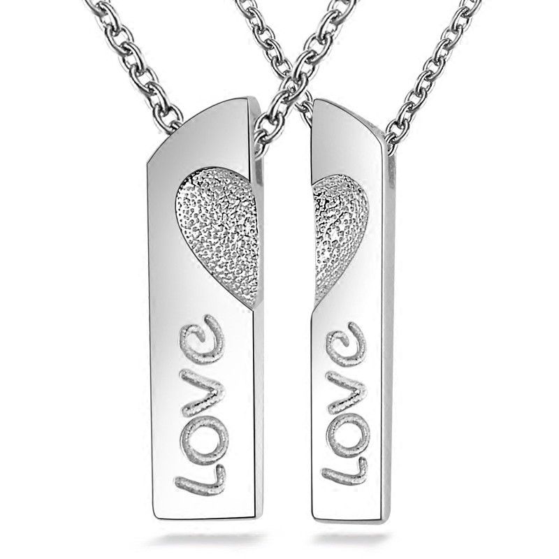 Born Of A Couple Collier D'amoureux En Argent Sterling 925 En Forme De Cœur