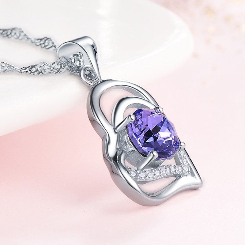 Cadeau Parfait Collier En Argent Sterling 925 En Forme De Coeur Incrusté De Zircone Cubique