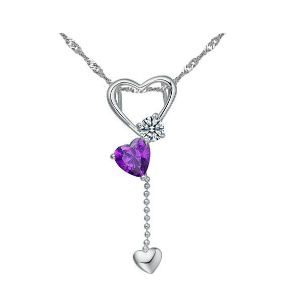 Charmant Coeur En Zircon En Argent Sterling 925 Pour Collier Femme