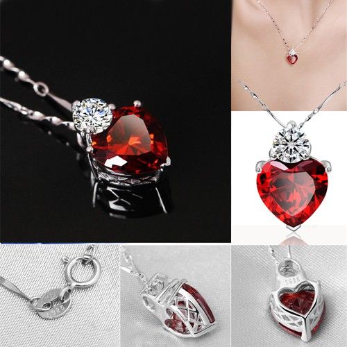 'coeur Sincère' Strass En Argent Sterling 925 Avec Pendentif Pour Femme Plaqué Or