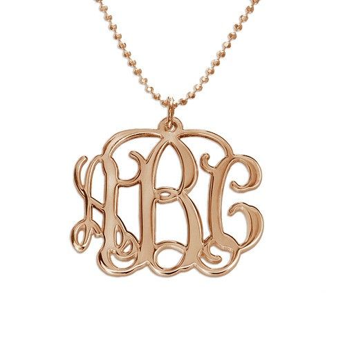 Collier 3 Monogrammes Initiaux Plaqué Or Rose 18 Carats