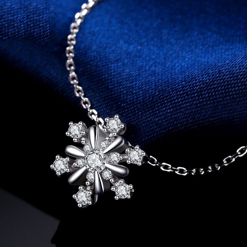 Collier Ajustable En Forme De Flocon De Neige Romantique En Argent Sterling 925