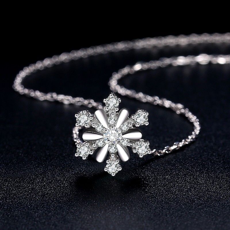 Collier Ajustable En Forme De Flocon De Neige Romantique En Argent Sterling 925