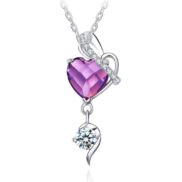 Collier En Argent 925 Avec Pendentif En Cristal En Forme De Coeur Romantique