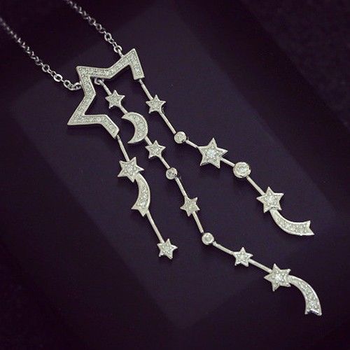 Collier En Argent Sterling 925 Avec Étoile Filante À Gland Pour Femme