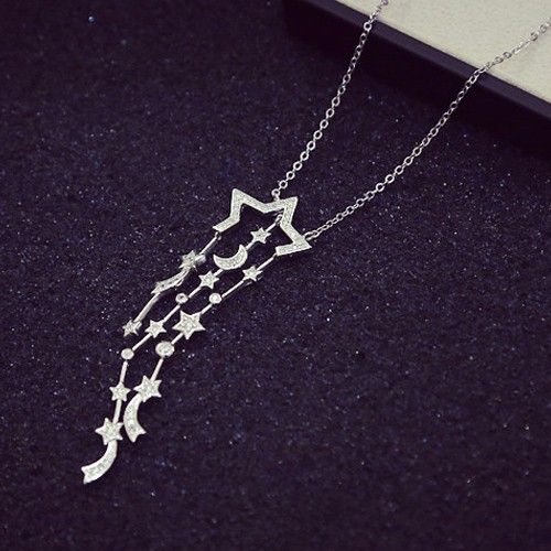 Collier En Argent Sterling 925 Avec Étoile Filante À Gland Pour Femme