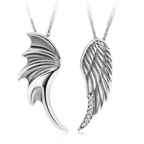 Collier En Argent Sterling D'amant D'ailes D'ange Romantique Nouveauté (prix Pour Une Paire)