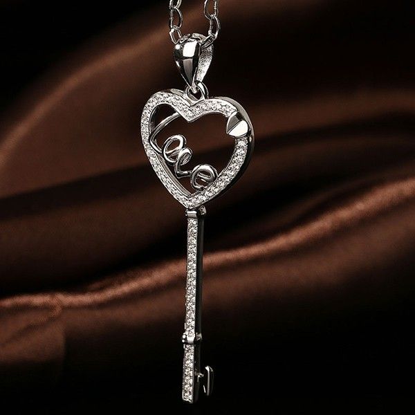 Collier Chaîne Chandail En Argent Sterling 925 Love Key