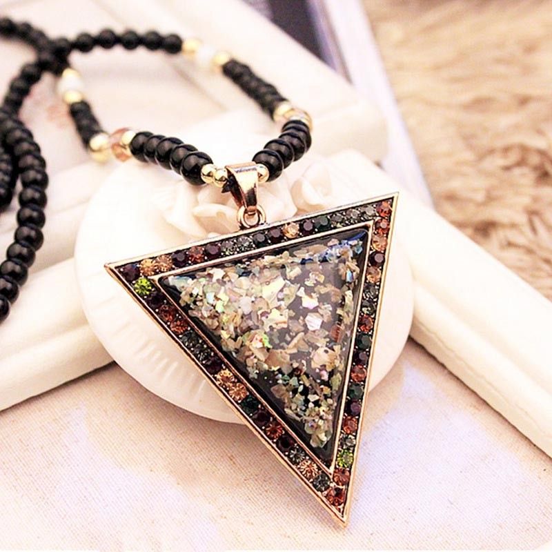 Collier De Chandail À Longue Chaîne En Forme De Triangle Charmant Pour Les Femmes