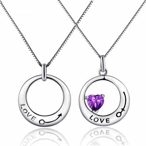 Collier De Couple En Argent 925 Creative Round Love