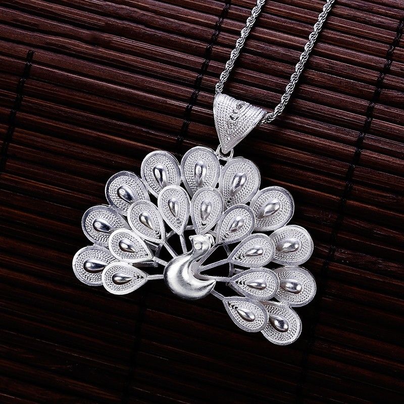 Collier Créatif Original De Paon En Argent Sterling Fait À La Main