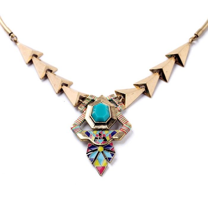 Collier De Déclaration Triangulaire Géométrique Rétro En Métal De Mode Pour Les Femmes