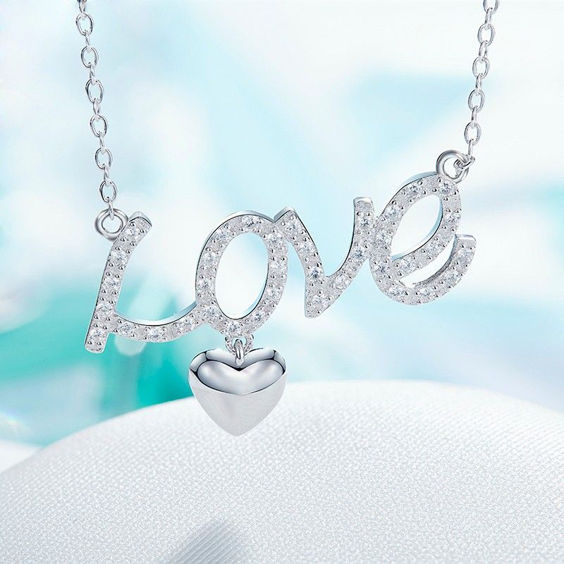 Collier D'expression D'amour Simple En Argent 925 Avec Pendentif En Forme De Coeur