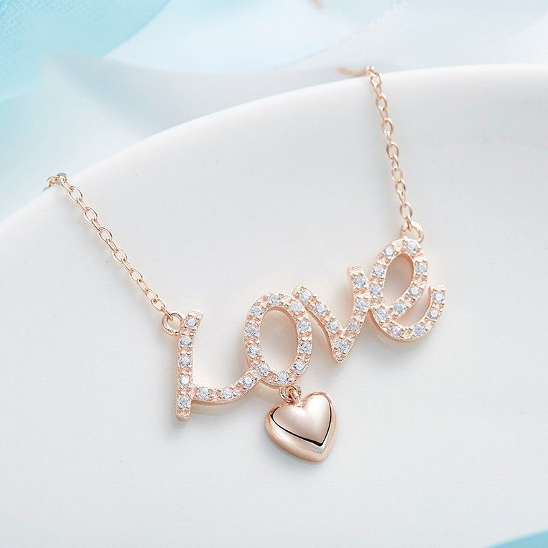 Collier D'expression D'amour Simple En Argent 925 Avec Pendentif En Forme De Coeur