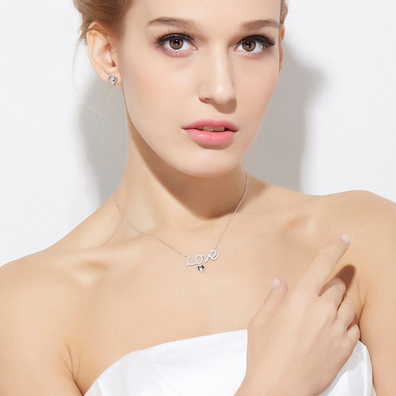 Collier D'expression D'amour Simple En Argent 925 Avec Pendentif En Forme De Coeur