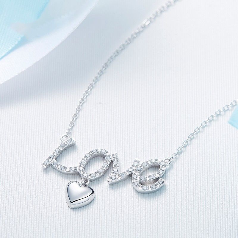 Collier D'expression D'amour Simple En Argent 925 Avec Pendentif En Forme De Coeur