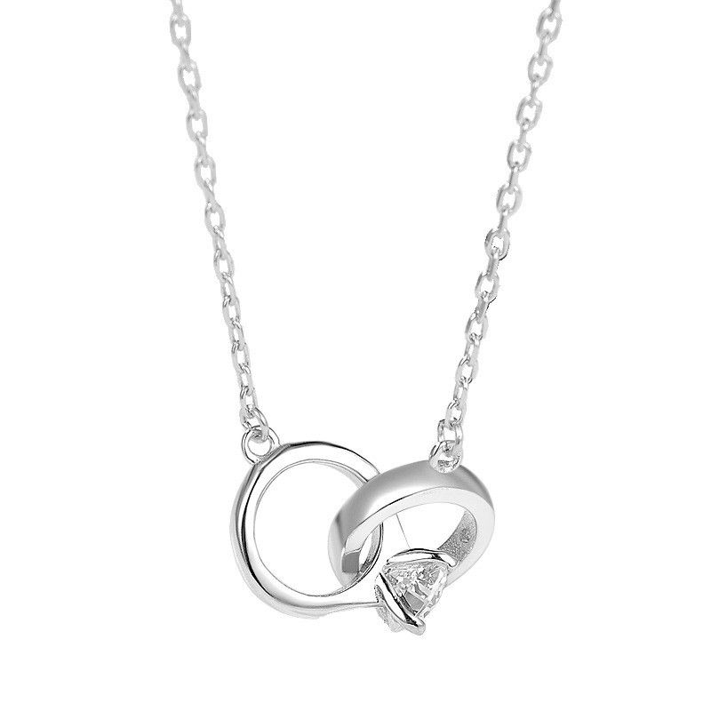 Collier Pour Femme Avec Pendentif Couple En Or Rose Plaqué Argent 925