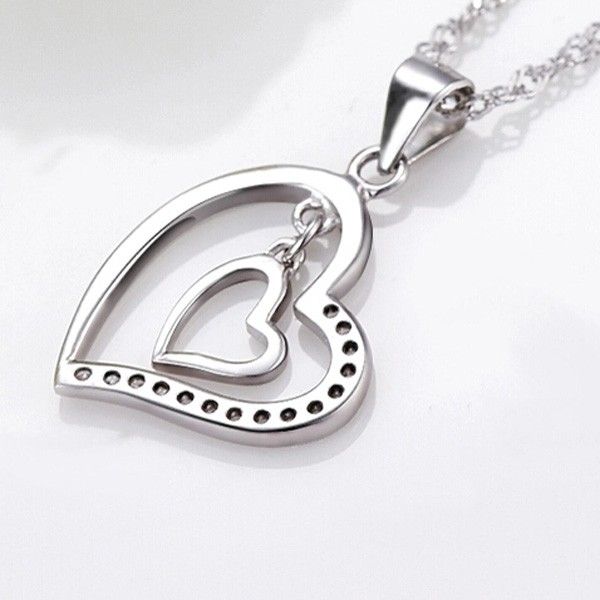 Collier Pour Femme En Forme De Coeur En Argent Sterling 925 Romantique