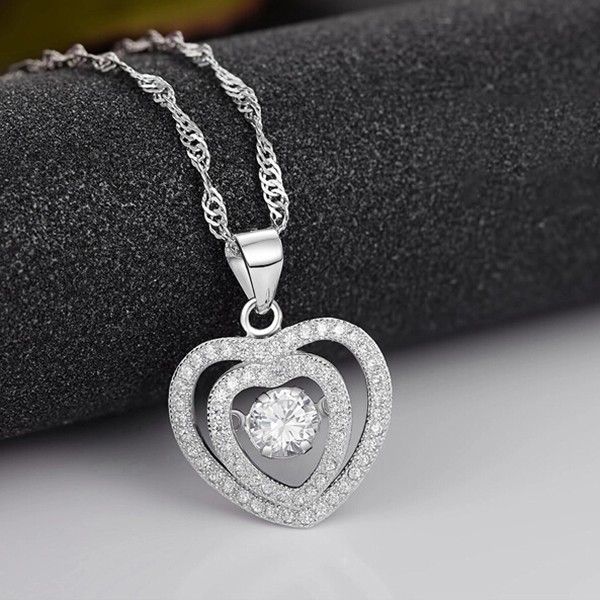 Collier Pour Femme En Forme De Cœur En Argent Sterling 925 Romantique