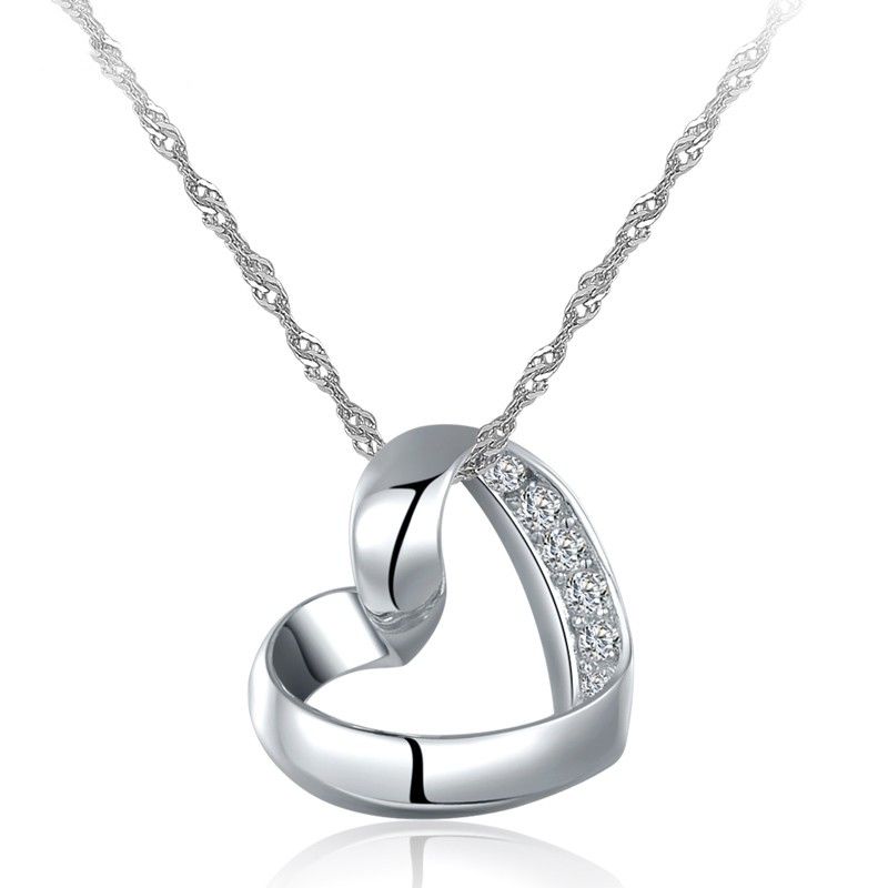 Collier Pour Femme En Forme De Cœur En Argent Sterling 925 Simple Et Élégant