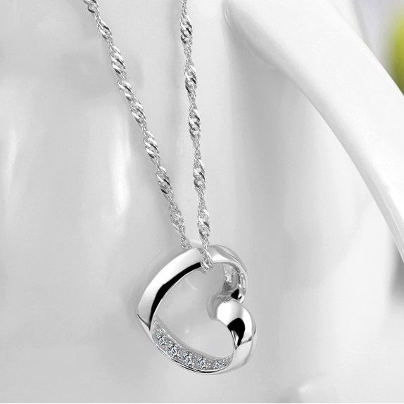 Collier Pour Femme En Forme De Cœur En Argent Sterling 925 Simple Et Élégant