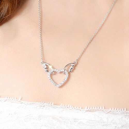 Collier Pour Femme En Forme De Coeur En Cristal Autrichien