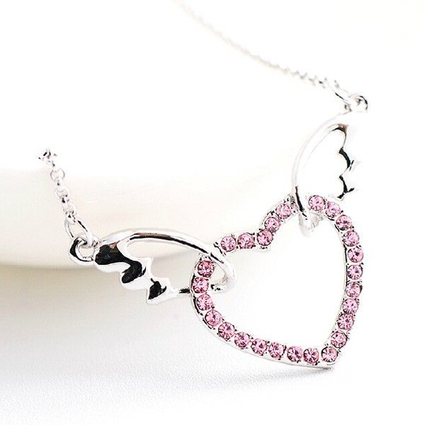 Collier Pour Femme En Forme De Coeur En Cristal Autrichien