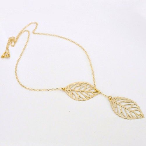 Collier Femme Simple À Deux Feuilles