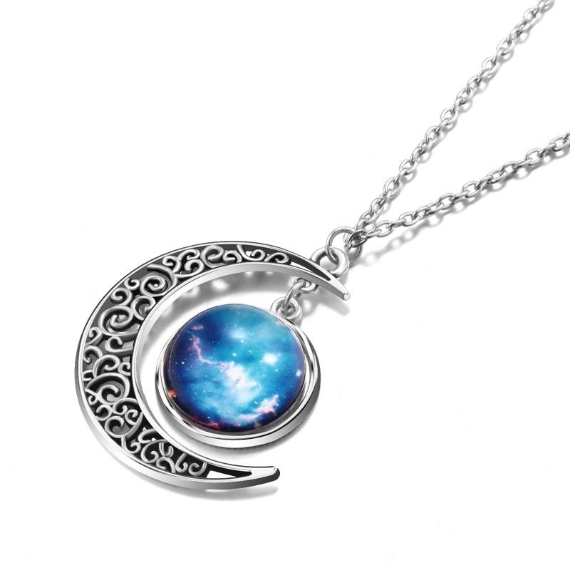 Collier En Forme De Ciel Étoilé Et De Lune Fantaisie Pour Femme