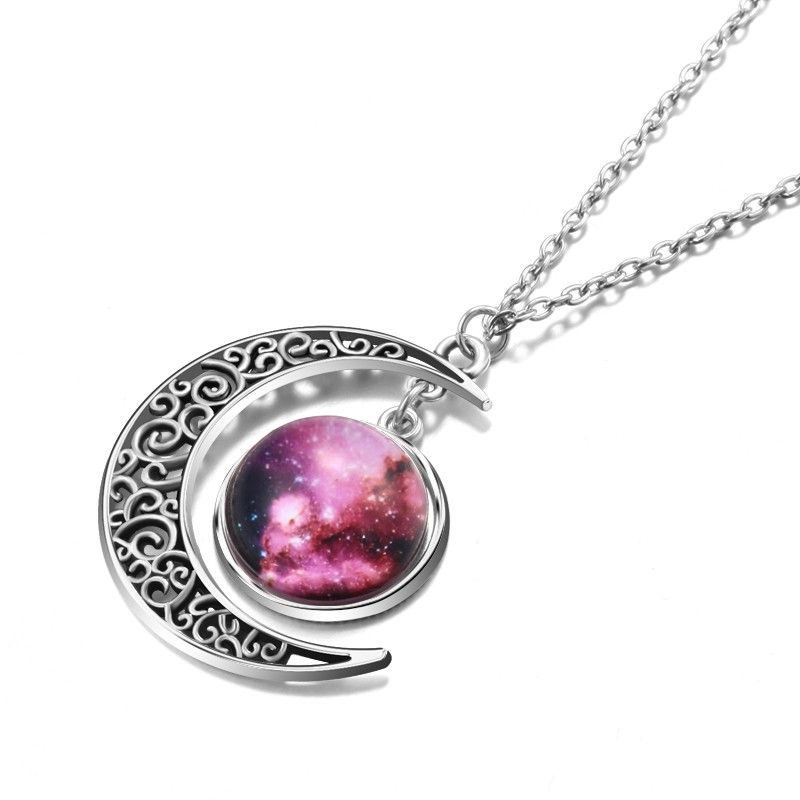 Collier En Forme De Ciel Étoilé Et De Lune Fantaisie Pour Femme