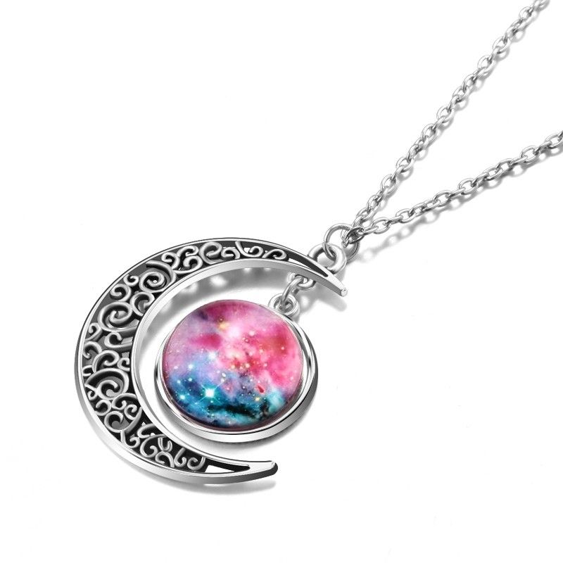 Collier En Forme De Ciel Étoilé Et De Lune Fantaisie Pour Femme