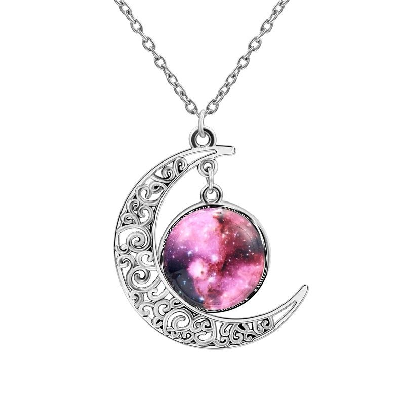 Collier En Forme De Ciel Étoilé Et De Lune Fantaisie Pour Femme