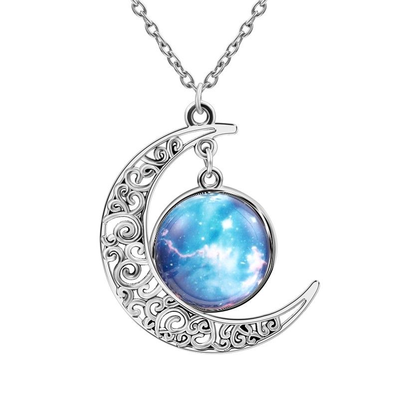 Collier En Forme De Ciel Étoilé Et De Lune Fantaisie Pour Femme