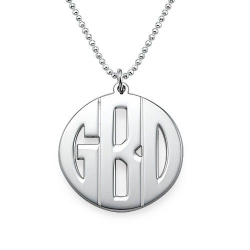 Collier Monogramme Bloc En Argent Sterling Personnalisé