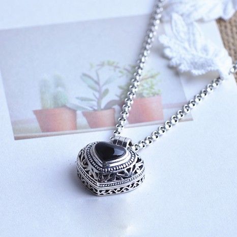 Collier En Onyx Noir Avec Photos En Argent