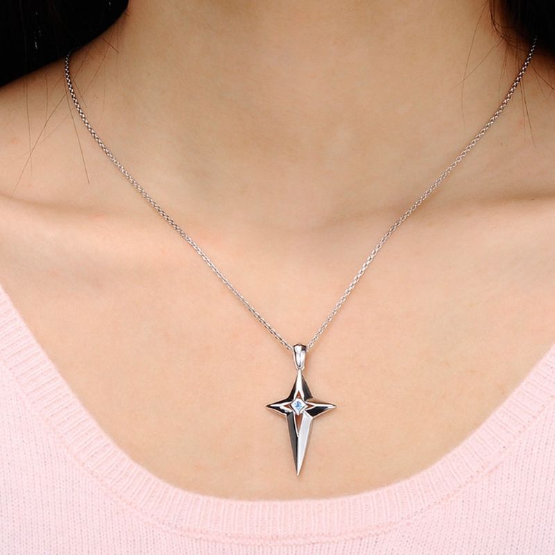 Collier Pendentif Croix De Couple De Mode En Argent 925