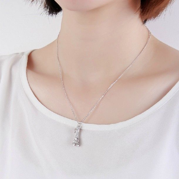 Collier Tour Eiffel En Argent Sterling 925