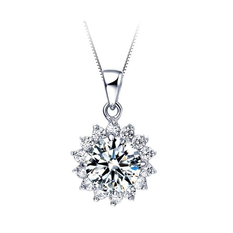 Collier De Zircone Cubique Incrusté D'argent Série S925 De Tournesol Romantique Et Charmant