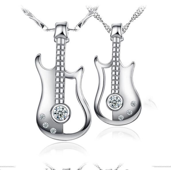 Colliers D'amoureux En Argent 925 De Guitare Créative