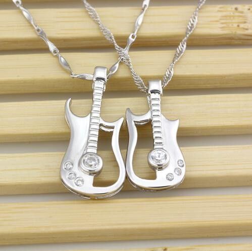 Colliers D'amoureux En Argent 925 De Guitare Créative