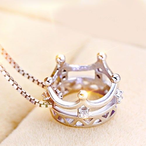 Couronne En Argent Sterling 925 Avec Pendentif En Cristal