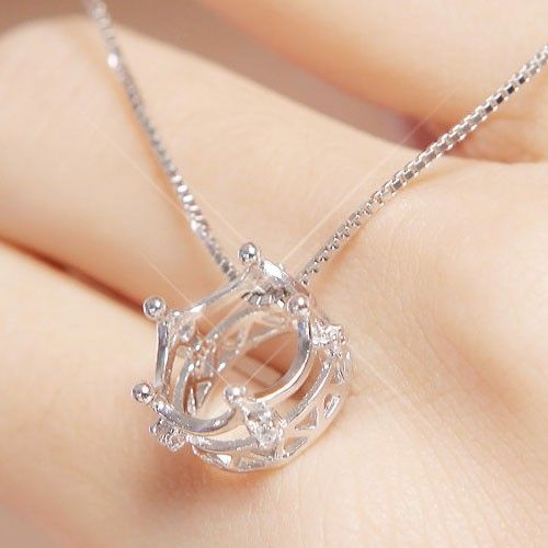 Couronne En Argent Sterling 925 Avec Pendentif En Cristal