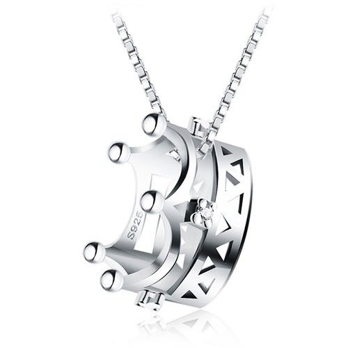 Couronne En Argent Sterling 925 Avec Pendentif En Cristal