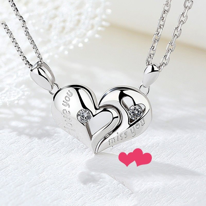 Creative Love Vous Manquez Le Baiser De Votre Cœur Avec Des Colliers D'amoureux En Argent Sterling 925 (prix Pour Une Paire)