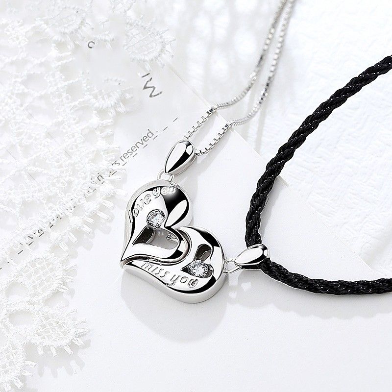 Creative Love Vous Manquez Le Baiser De Votre Cœur Avec Des Colliers D'amoureux En Argent Sterling 925 (prix Pour Une Paire)